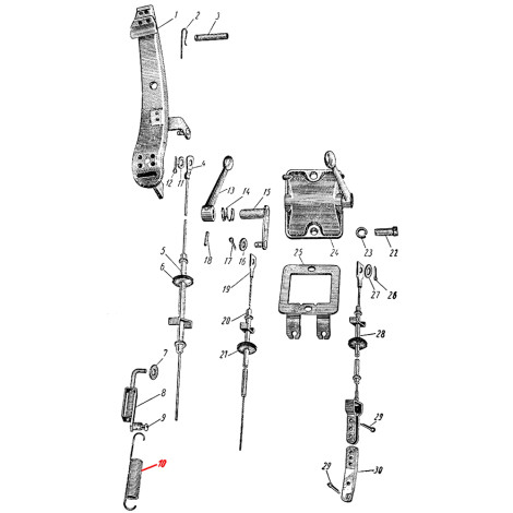 Пружина тяги управления подачей топлива ЗАЗ 965, 966 поздняя Пружина тяги управления подачей топлива ЗАЗ 965, 966 поздняя