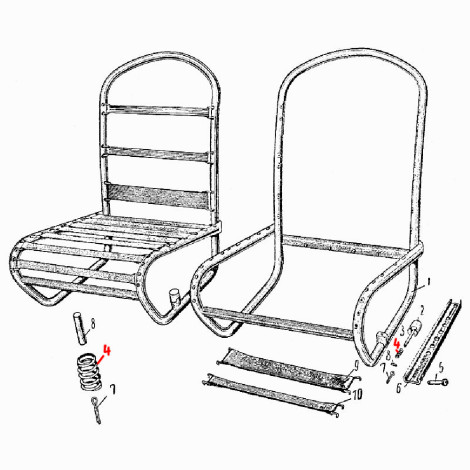 Пружина стержня стопора переднего сиденья ЗАЗ 965