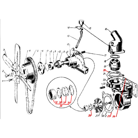 Ремкомплект водяного насоса ГАЗ 21 - ранний (до 66 г.)