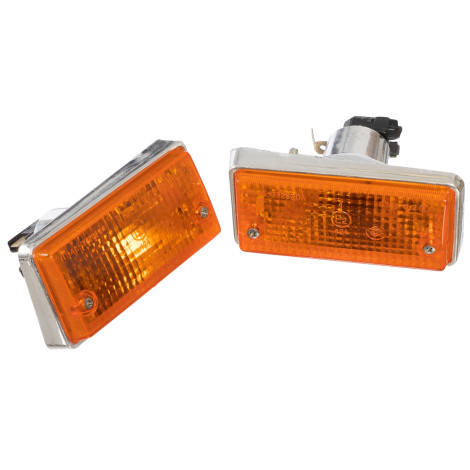 Подфарник ВАЗ 21011 желтый в хром корпусе - пара