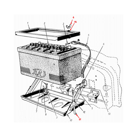Стяжка крепления аккумулятора ГАЗ М20 - пара