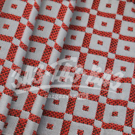 Ткань красная "квадраты" ГАЗ 21 - вариант №1