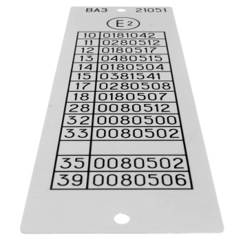 Шильдик ВАЗ 21051 экспортный - соответствие нормам