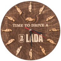 Часы деревянные Time To Drive A Lada